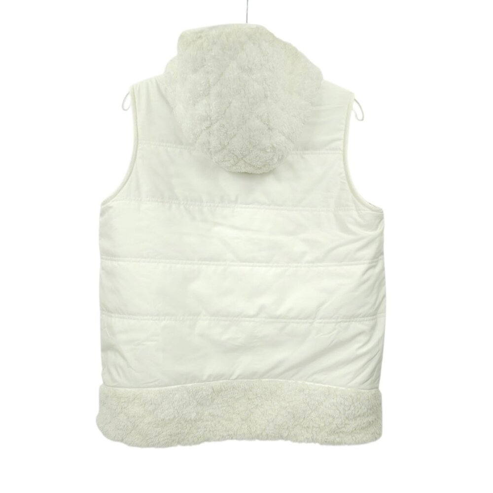Patagonia Los Gatos Vest Hooded White Size L Reversible Fleece Zip Pockets New - Picture 2 of 16